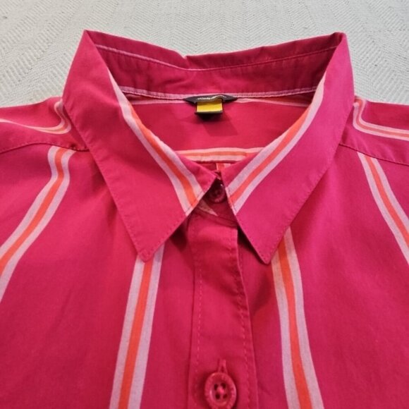 Eddie Bauer Long Sleeve Blouse Women's T2XL Fuchsia Striped Button Down EUC LN - Picture 4 of 16
